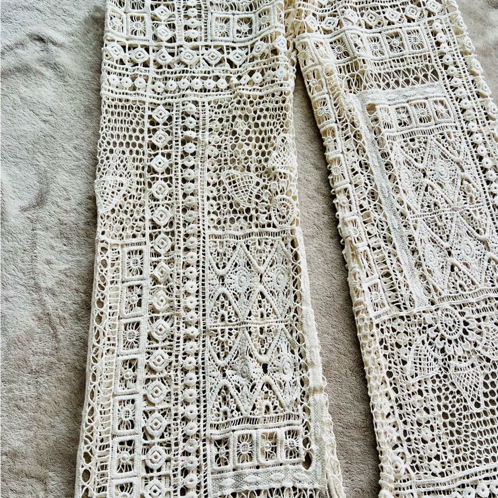 Chic Italian Crochet Wide Leg Pants MED